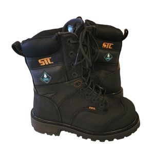 STC Duncan ll Waterproof Leather Work Combat Boots Steel Toe Black 8" Sz 7 EUC